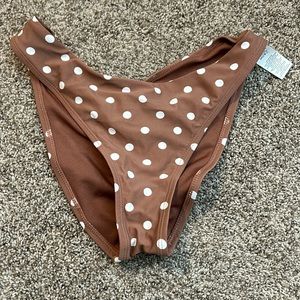 Shein Women's Swimsuit Bottom Brown with White Polka Dots Size M